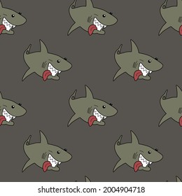 Seamless pattern of sea predator, shark. Print for printing. Vector illustration.