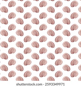 Seamless pattern sea or river shell. Flat style. For brandin, logos, stationery, invitations, packaging design, website and app design, print materials.