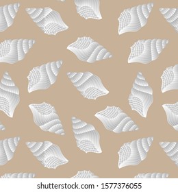 seamless pattern of sea shell brown. Perfect for invitations, greeting cards, posters, prints, textiles.  vector illustration