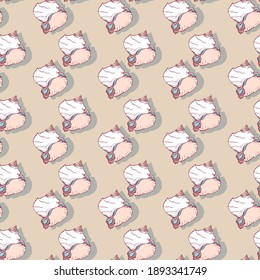 seamless pattern sea shell gray pink