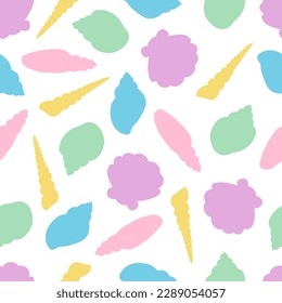 Seamless pattern Sea shell snail clam silhouette vector illustration