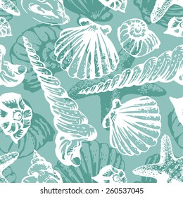 Seamless Pattern With Sea Shells