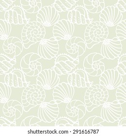 Seamless pattern with sea shells. Repeating print background texture. Cloth design. Wallpaper, wrapping  