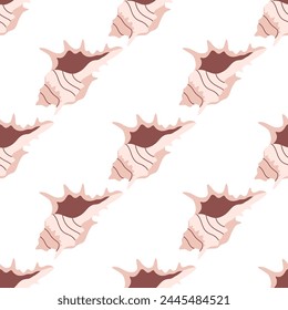 Seamless pattern with sea shells. Summer seamless pattern. Vector illustration in flat style