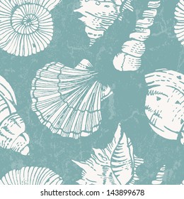 Seamless Pattern With Sea Shells. Vector Illustration EPS 10.