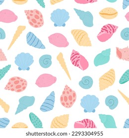 Seamless pattern sea shells vector illustration