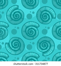 Seamless pattern with sea shells. Vector illustration