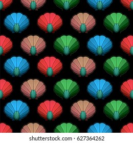 Seamless pattern with sea shells, vector illustration. Texture for wallpapers, pattern fills, textile design, web page backgrounds