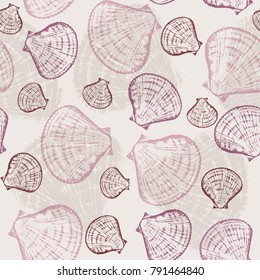 Seamless pattern with sea shells vector illustration