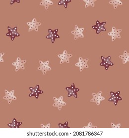 Estrella de mar sin foco sobre fondo naranja. Plantillas marinas de pez estrella para tela. Diseñar ilustración vectorial. Para impresiones textiles estacionales, carteles, fondos y papeles pintados.