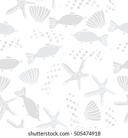 Seamless  pattern of sea theme, halftone.
