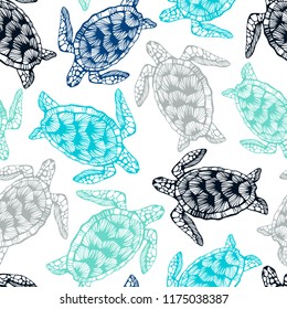 Seamless pattern with sea turtles.