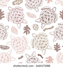 Seamless pattern with sea turtles.