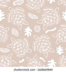 Seamless pattern with sea turtles.