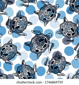 Seamless pattern with sea turtles.