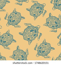 Seamless pattern with sea turtles.