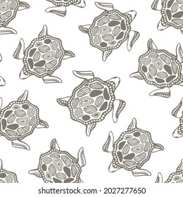 Seamless pattern with sea turtles.