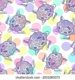 Seamless pattern with sea turtles.