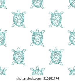 Seamless pattern with sea turtles, background for postcards, textiles, wallpaper
