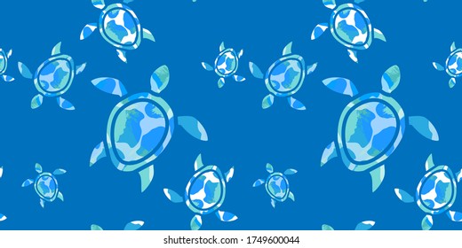 seamless pattern of sea turtles with turquoise texture effect. abstract silhouette of turtles. Modern design for packaging, paper, cover, fabric. print for clothes