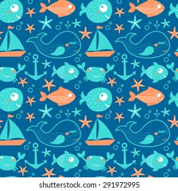 seamless pattern from sea vector elements