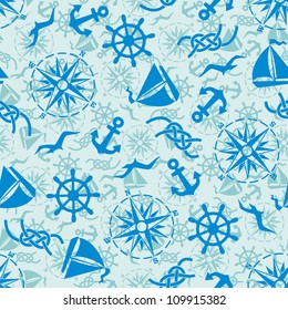 seamless pattern with sea vector icons