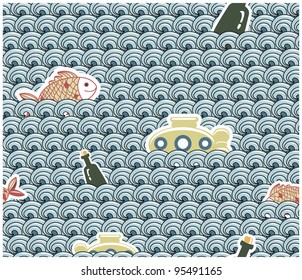 Seamless pattern of the sea with waves
