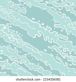 Seamless pattern with sea waves. Hand drawn vector illustration. Flat color design, easy to recolor.