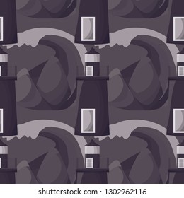 seamless pattern with sea waves and lighthouse