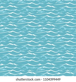 Seamless pattern with sea waves. Marine background. Vector illustration of water in flat style.