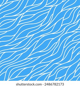 Seamless pattern of sea waves. Stylized waves. Seamless pattern of the ocean surface. Seamless color pattern. Branches. Waves. Hairs. Background for wallpapers, banners, business cards, wrapping.