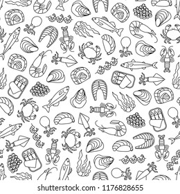 seamless pattern with seafood icons