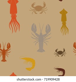 Seamless pattern with seafood for your design