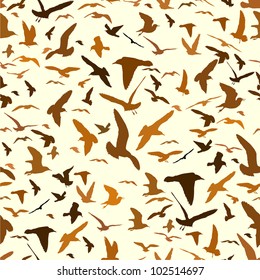 Seamless pattern with seagull silhouettes
