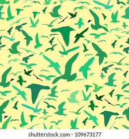 Seamless pattern with seagull silhouettes