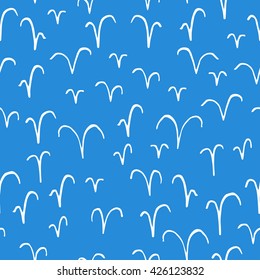 Seamless pattern with seagulls or flock of birds