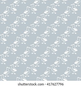 Seamless pattern with seagulls. Hand drawn background.