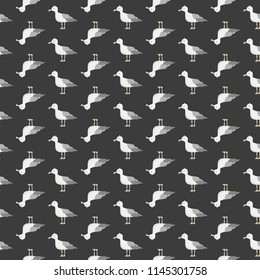Seamless pattern with seagulls. Wrapping and fabric background. Stock vector