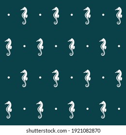 seamless pattern with seahorse isolated on blue background