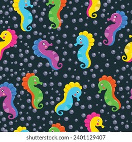 seamless pattern of seahorses in vector for,background,wallpaper,wrapping,fabric,cover,etc.
