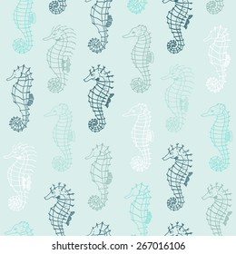 Seamless pattern with seahorses, vector illustration