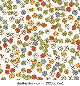 Seamless pattern. Seashell scattering. Background consisting of a scattering of small spots.