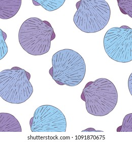 Seamless pattern with seashells