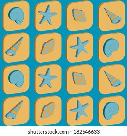 Seamless pattern with seashells 