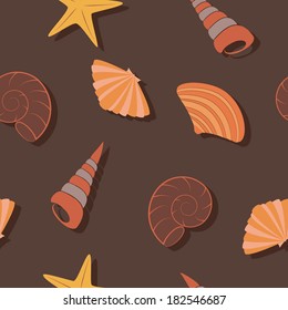 Seamless pattern with seashells 