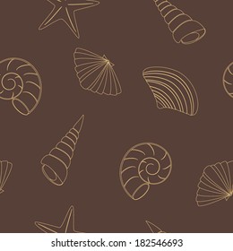 Seamless pattern with seashells 