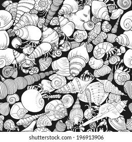 Seamless pattern with seashells