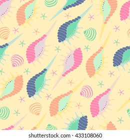 Seamless pattern of seashells