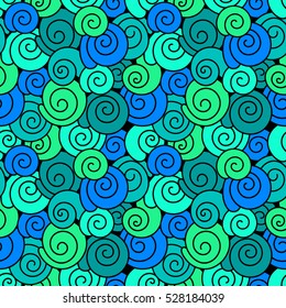 Seamless pattern with seashells. Abstract vector illustration with shells. Colorful ornament.