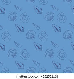 seamless pattern with seashells.  Beautiful marine design elements, perfect for prints and patterns